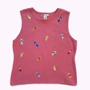 Pink knit all over print top Carole Little L